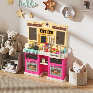 Children's kitchen with sounds, lights and accessories, pink