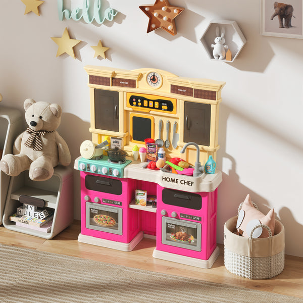 Children's kitchen with sounds, lights and accessories, pink