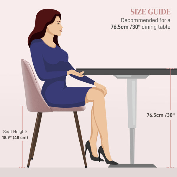 Set of 4 velvet upholstered dining chairs, pink