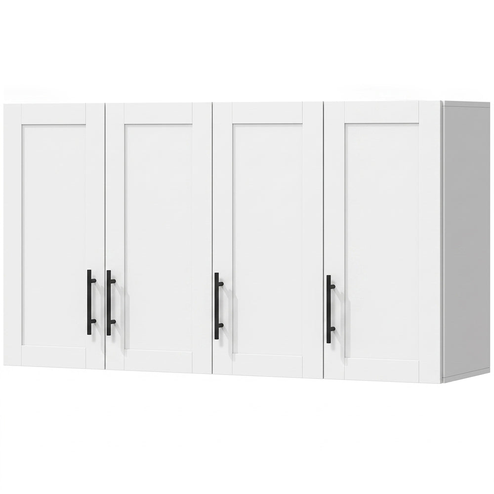 35 in. Bathroom Wall Cabinet with 3 Doors and Adjustable Shelf, White