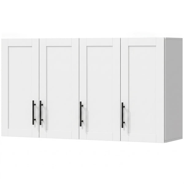 35 in. Bathroom Wall Cabinet with 3 Doors and Adjustable Shelf, White
