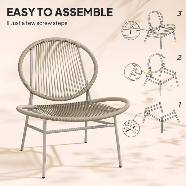 Rattan Bistro Set, 3 Piece Garden Furniture Set, Light Grey