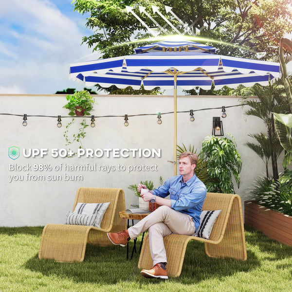 8.8-foot umbrella with crank, blue 