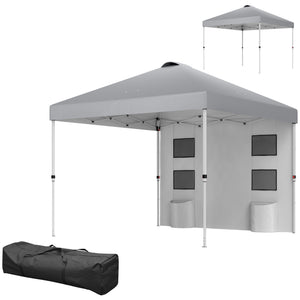 10 x 10 folding tent with side walls, light grey