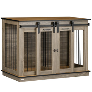 Cage cabinet with divider panel, oak