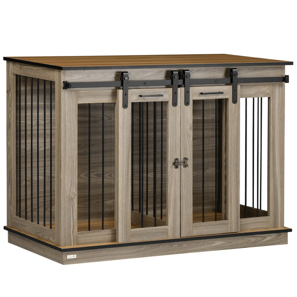Cage cabinet with divider panel, oak