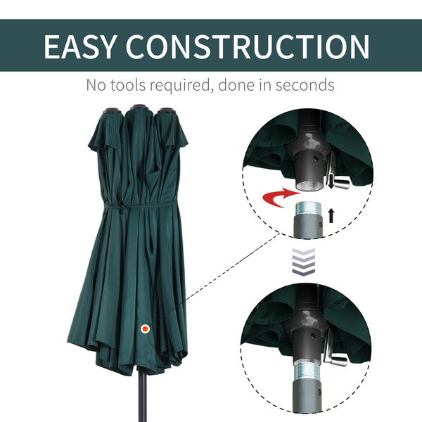 15-foot double-sided parasol, dark green