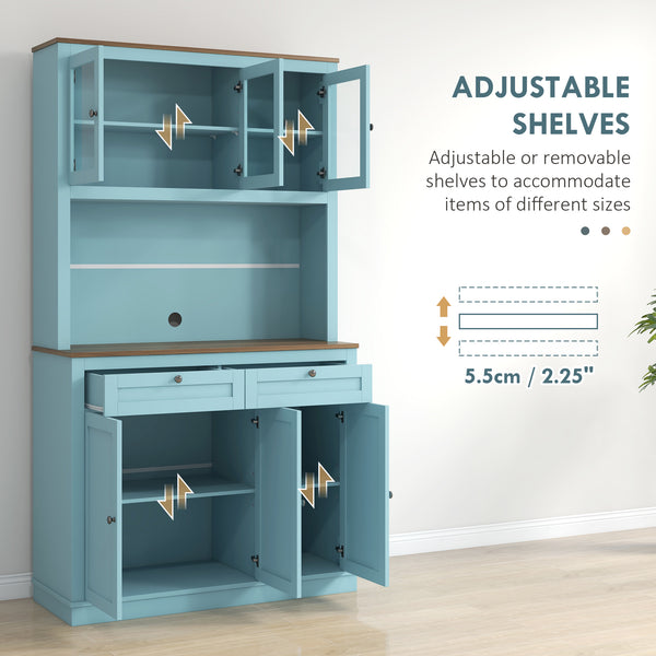 Pantry with microwave space and glass doors, blue