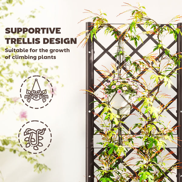 Raised Garden Bed with Trellis, Plastic Raised Bed with Drainage Holes and Drainage Plugs