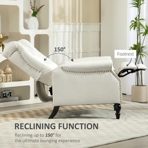 Recliner chair with footrest, cream white