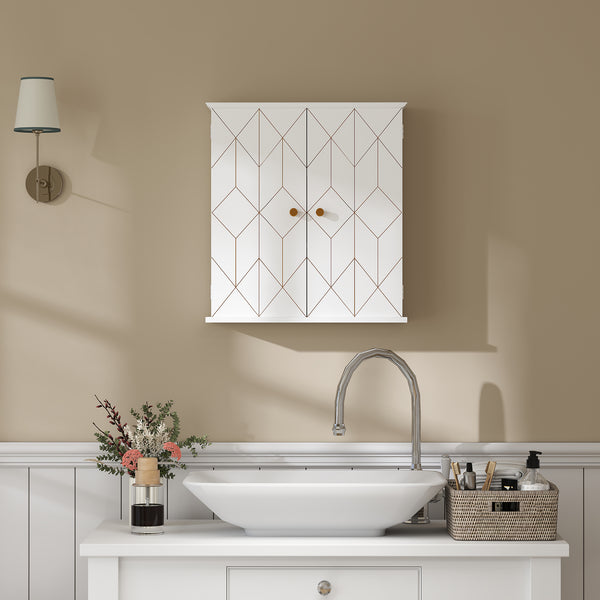 Medicine cabinet, storage unit with 2 doors and adjustable shelf, white