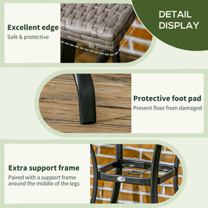 Outdoor coffee table in woven resin with a hole for a parasol, light grey