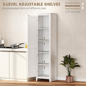 Tall storage cabinet with barn door and adjustable shelves, white