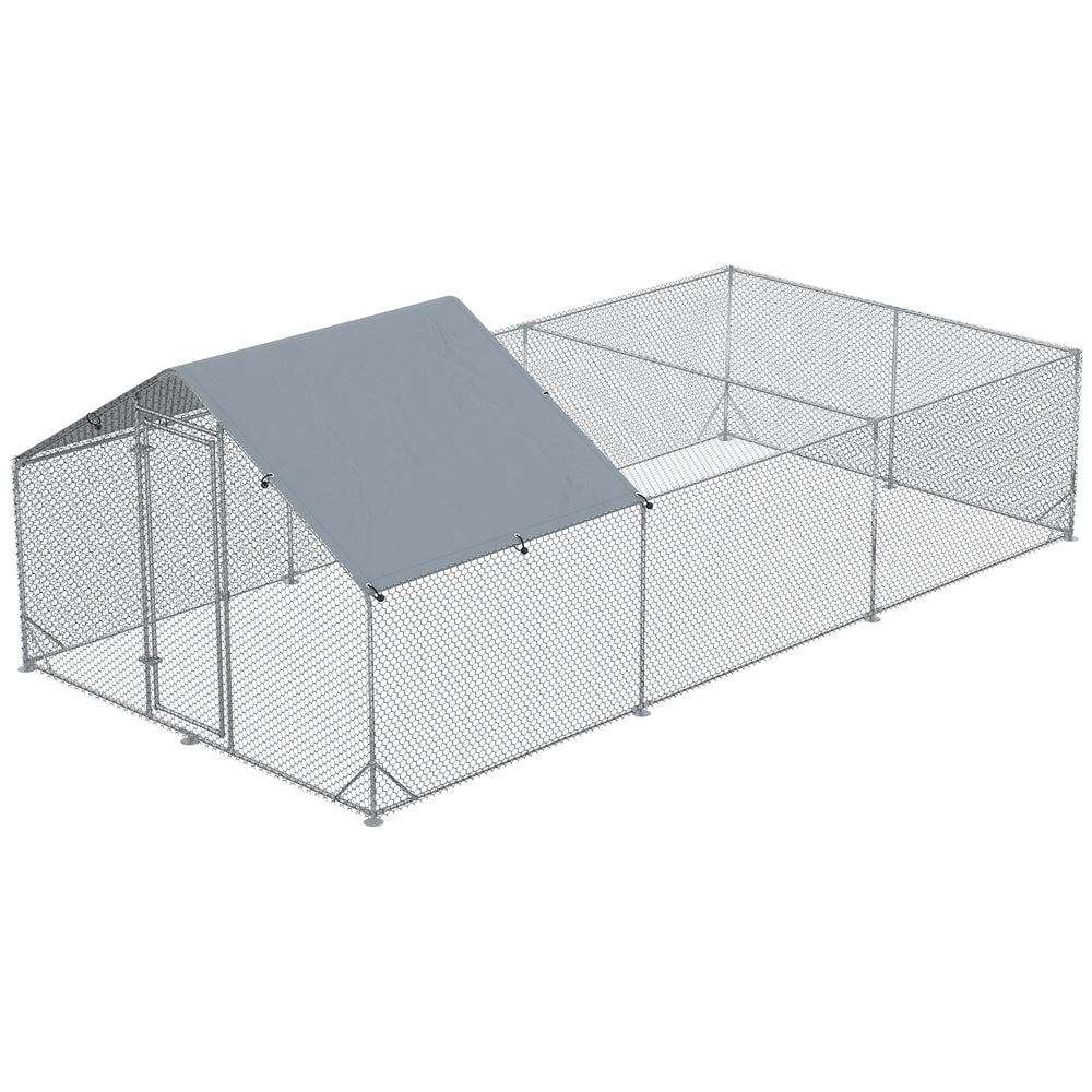 Metal chicken coop with waterproof and anti-UV cover