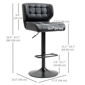 Set of 2 swivel bar stools in synthetic leather, black