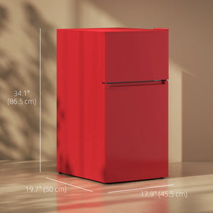 3.2 cu. ft. Compact Refrigerator, Mini Fridge with Freezer, Adjustable Shelves and Reversible Doors, Red