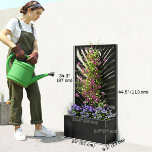 Metal planter with trellis for climbing plants