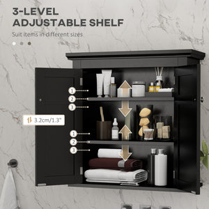 Bathroom cabinet with adjustable shelves, black