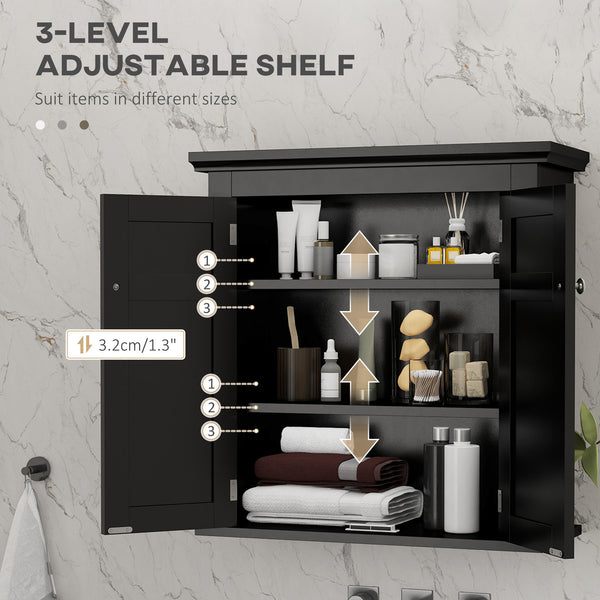 Bathroom cabinet with adjustable shelves, black