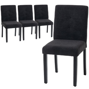 Set of 4 dining chairs with rubberwood legs and padded seats, black