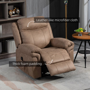 Manual Recliner with Vibration Massage, Side Pockets, in Microfiber, Brown