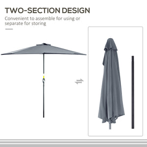 9-foot half-round parasol, grey 