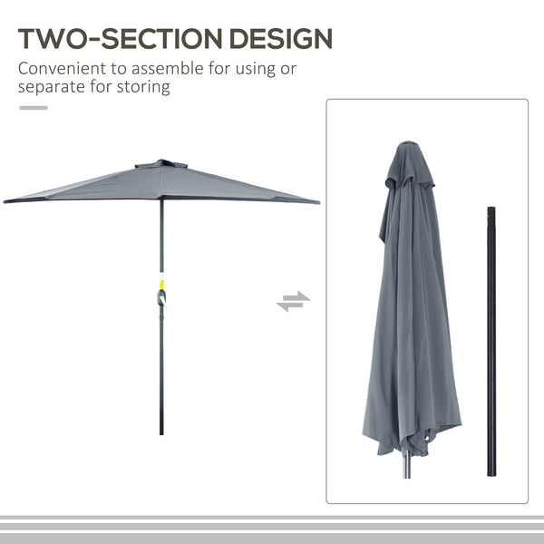 9-foot half-round parasol, grey 