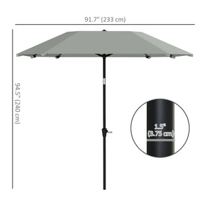 7.6-foot parasol with crank and tilt knob, light gray 