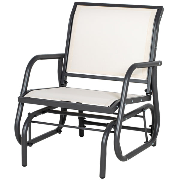 Garden armchair with breathable mesh seat and backrest, metal frame and armrests, cream color