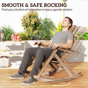 Outdoor wooden rocking chair, oversized Adirondack style