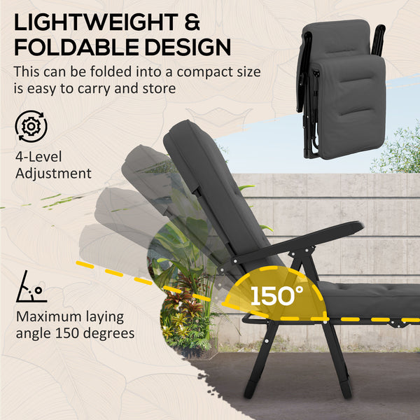 Garden armchair with padded cushion, light grey