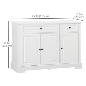 Modern buffet with 2 drawers and adjustable shelves, ideal for the dining room, white.
