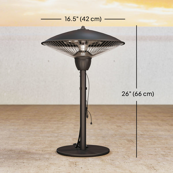 1500W electric patio heater with tip-over protection, black