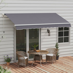 12' x 10' Manual Retractable Outdoor Awning, Adjustable and Versatile, Dark Gray