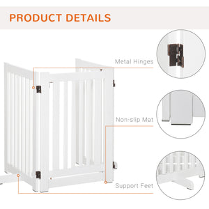 Freestanding wooden pet gate with 3 foldable panels