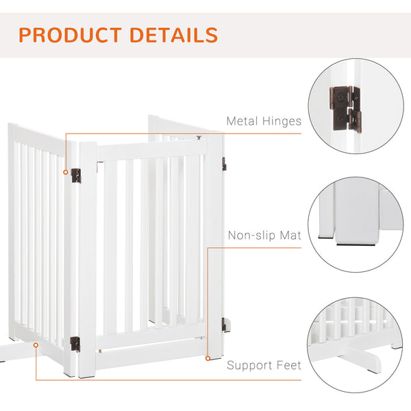 Freestanding wooden pet gate with 3 foldable panels