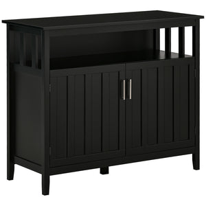 Buffet with 2 doors and adjustable shelves for kitchen and dining room, black