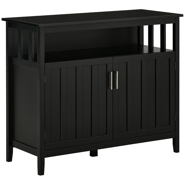Buffet with 2 doors and adjustable shelves for kitchen and dining room, black