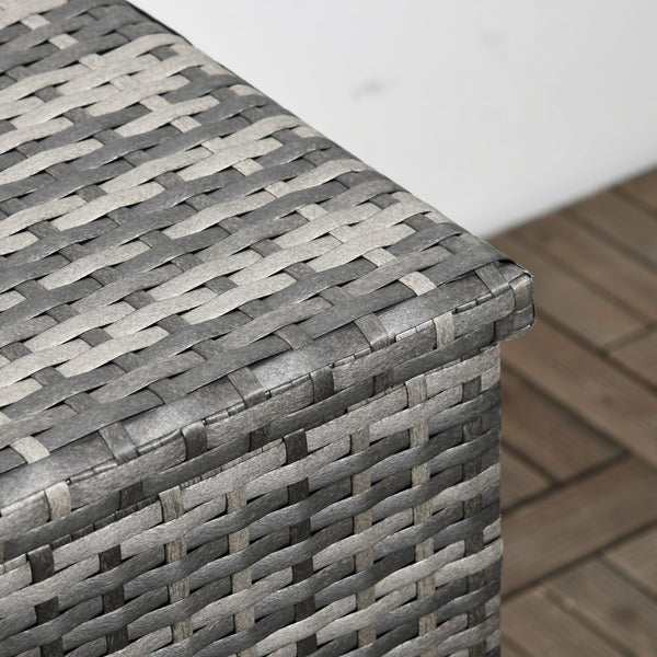 113 Gallon Outdoor Storage Box, Indoor Rattan Patio Box, Gray