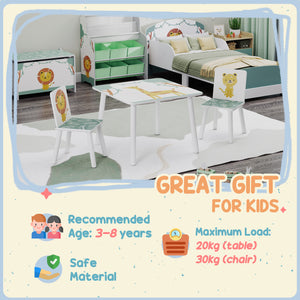 3-Piece Kids Animal Print Table and Chair Set