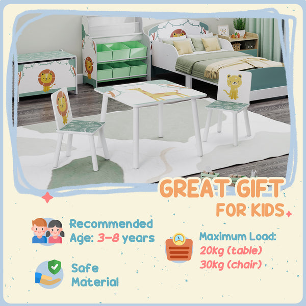 3-Piece Kids Animal Print Table and Chair Set