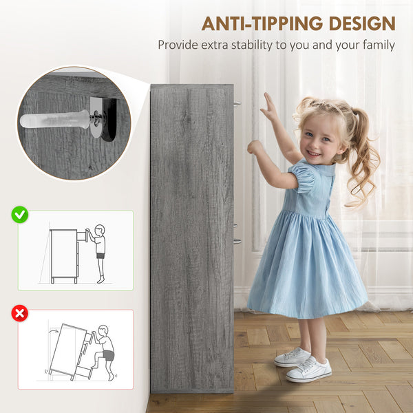 Shoe cabinet with 4 drop-down drawers, holding 12 pairs of shoes, grey