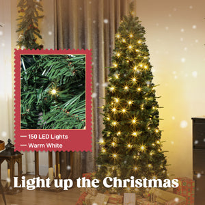 6ft Collapsible Artificial Christmas Tree with Metal Stand, Green, Pre-Lit