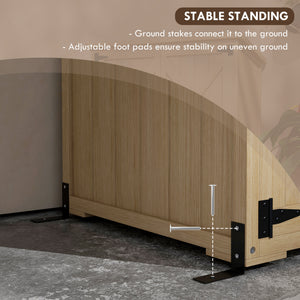 Wooden garden shed with waterproof asphalt roof and lockable doors, natural color