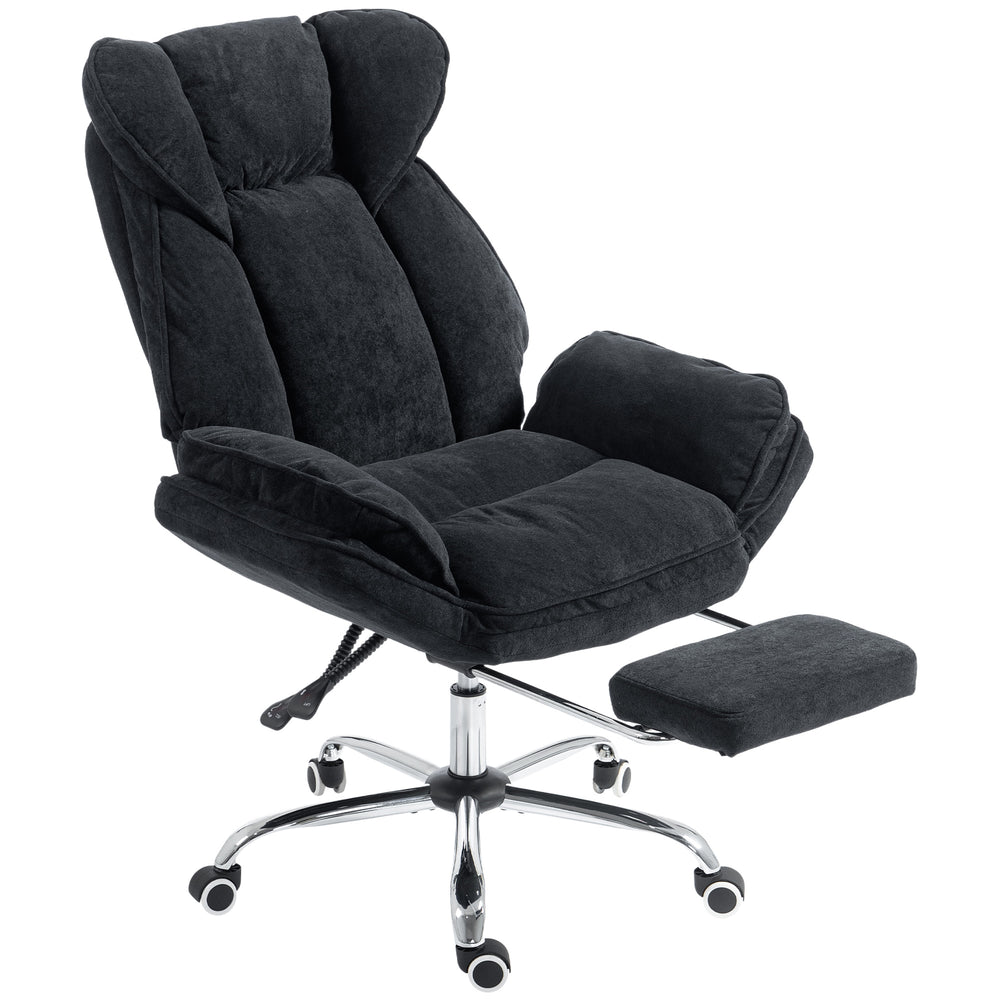 Reclining office chair with footrest, black