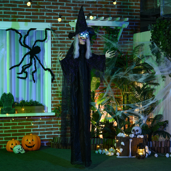 6ft Outdoor Halloween Decoration, Life Size Black Witch, Halloween Prop with Light Up Eyes