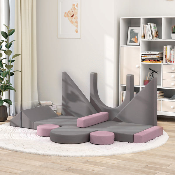 12 Piece Kids Modular Play Sofa Set, Grey