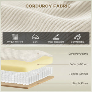3-seater sofa, modern style corduroy upholstery, beige