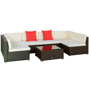 7-piece rattan furniture set, ivory