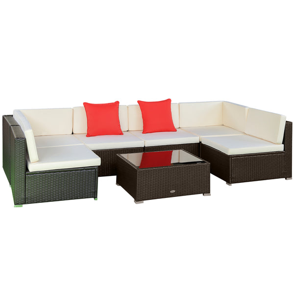 7-piece rattan furniture set, ivory
